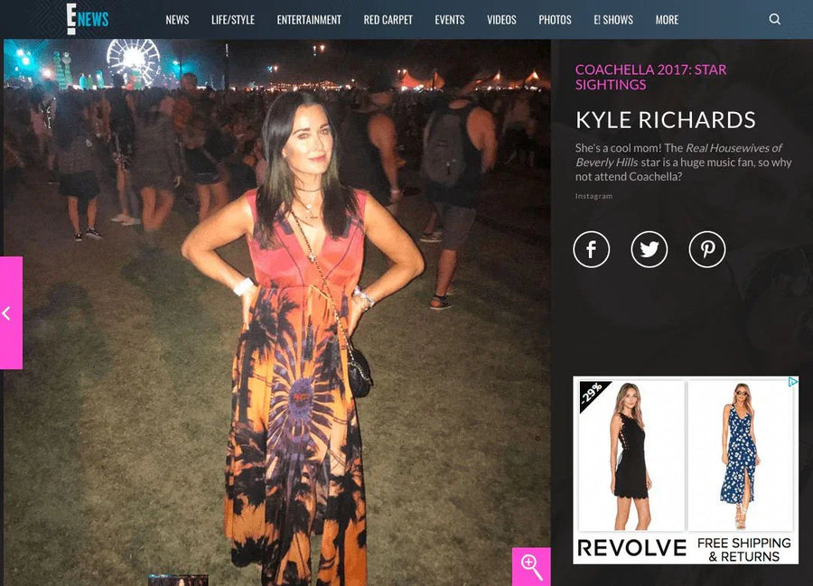 E! News - Kyle Richards Wearing Shahida Parides Coachella 2017
