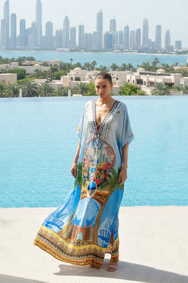 Designer Caftan Dress in Blue