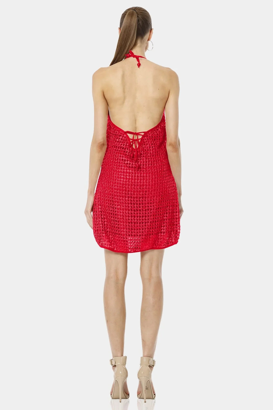 Red Sequin Dress | Backless Mini Dress | Qishma Shahida Parides Red Sequin Dress | Backless Mini Dress | Qishma Shahida Parides