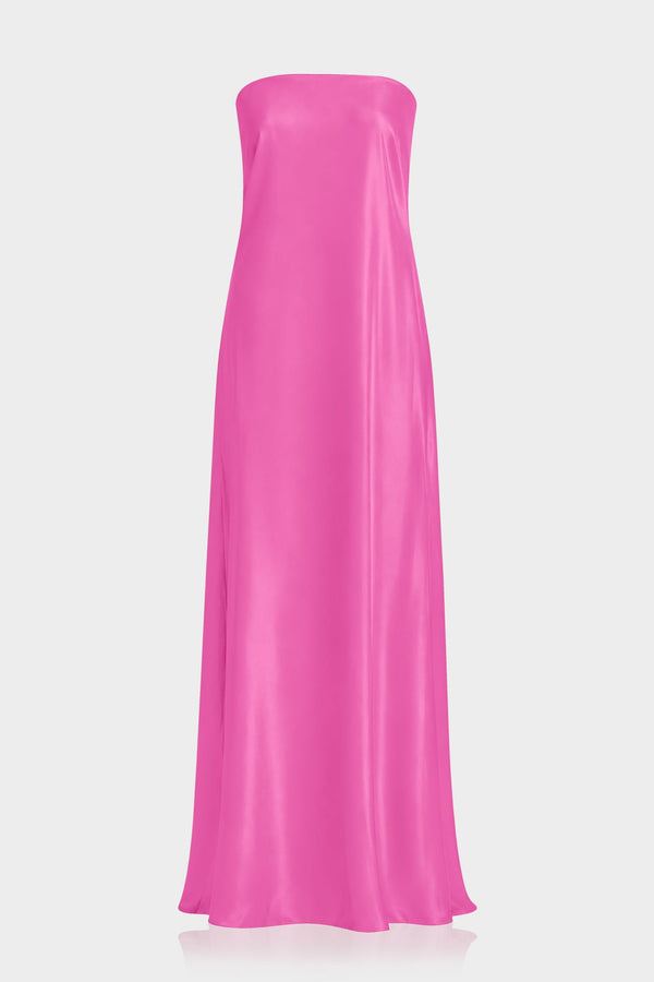 Barbie Pink Chiffon Bridesmaid Sleeveless Floor Dress – Shahida Parides