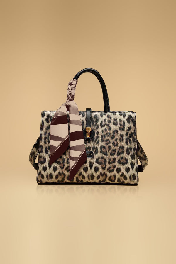 Jaguar Print Sling Bag With Satin Ribbon
