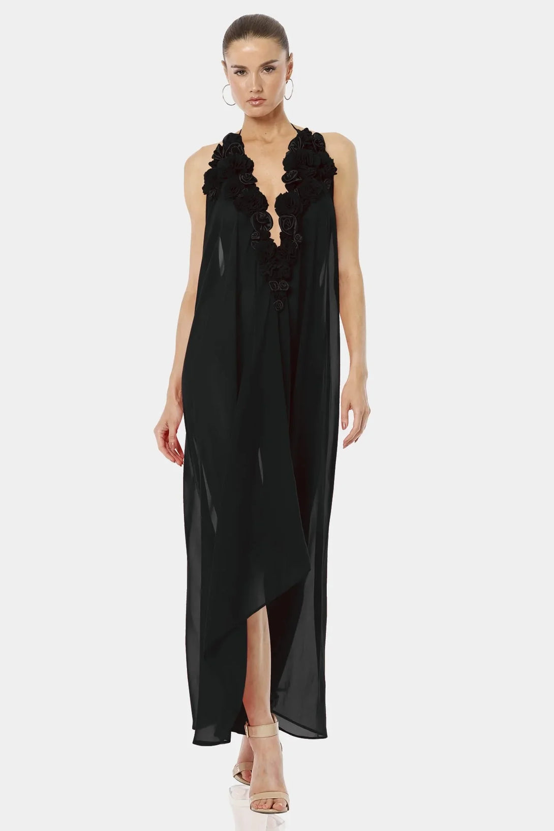 3D Rose Flower Dress | Multiway Dress| Black Maxi Dress 3D Rose Flower Dress | Multiway Dress| Black Maxi Dress