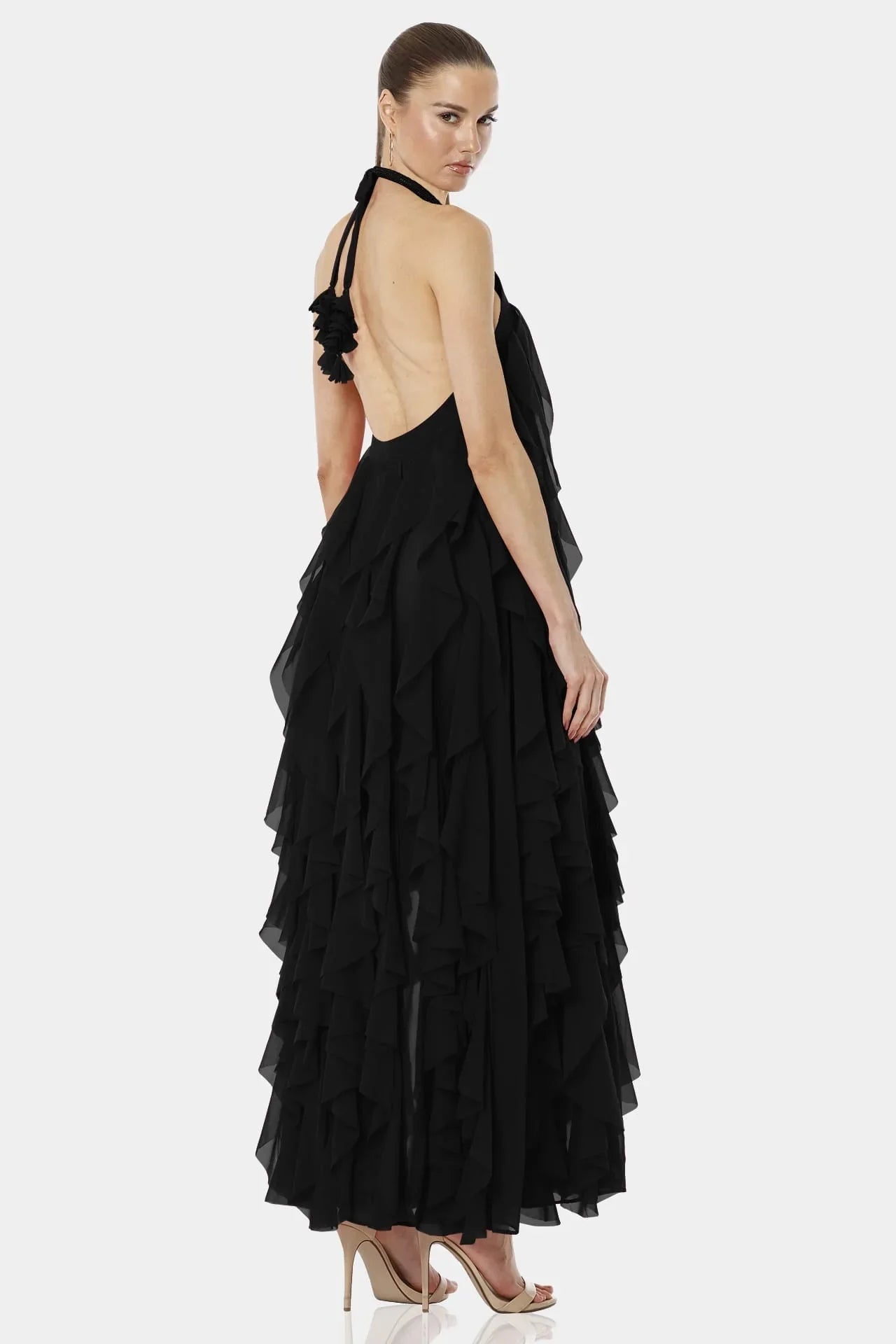 Black Halter Dress | Tiered Ruffle Dress | Long Maxi Dress
