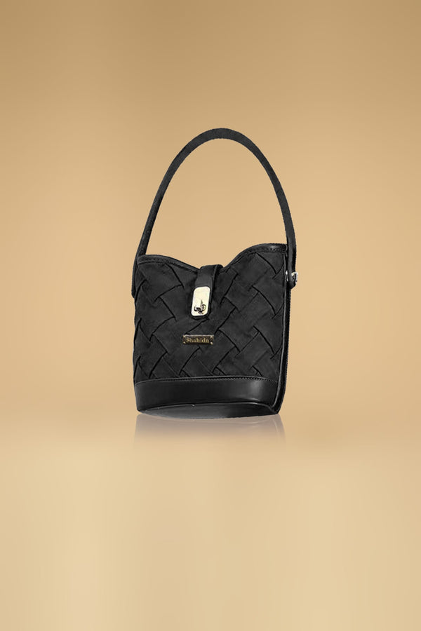 Black Elegant Woven Handbag