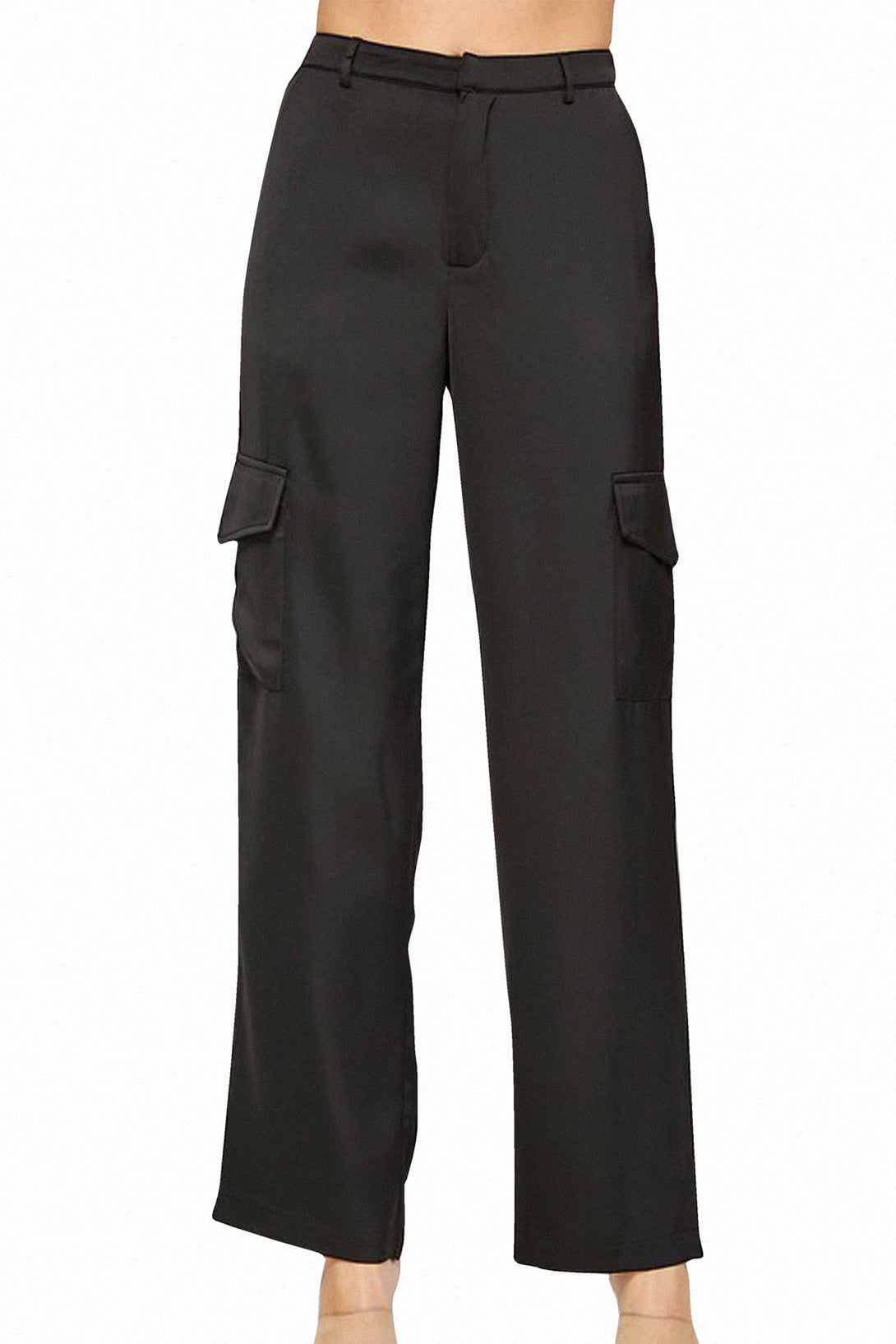 black cargo trousers with side pockets for women, shahida