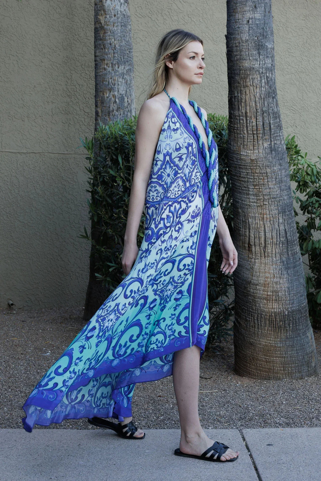 silk scarf maxi dress Caira Chiffon Scarf Maxi Dress / Sage | MESHKI