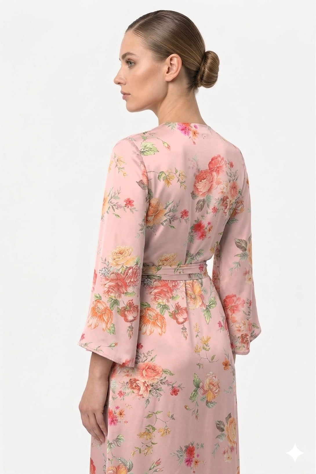 pink wrap dress wedding guest Anewsta Pink Metallic Fabric Elegant Dress Wedding Guest Women Maxi Summer Party Formal Gown Petal Puff Sleeve Tie-Front Lace Trim V-Neck Hi,M