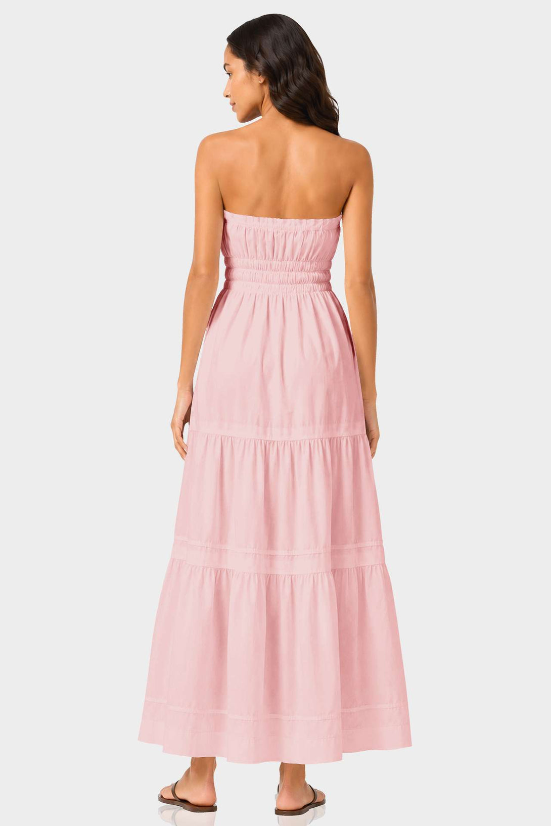 cotton strapless dress S Organic Tiered Maxi – Blush Pink Summer Dress Champagne Luxe Boho XS size COLOUR:BLACK&PINK