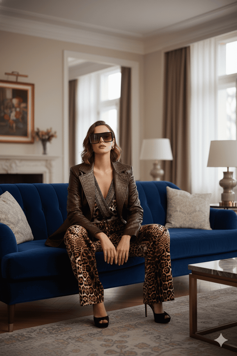 Women’s Animal Print Body-Fit Jumpsuit, shahida 