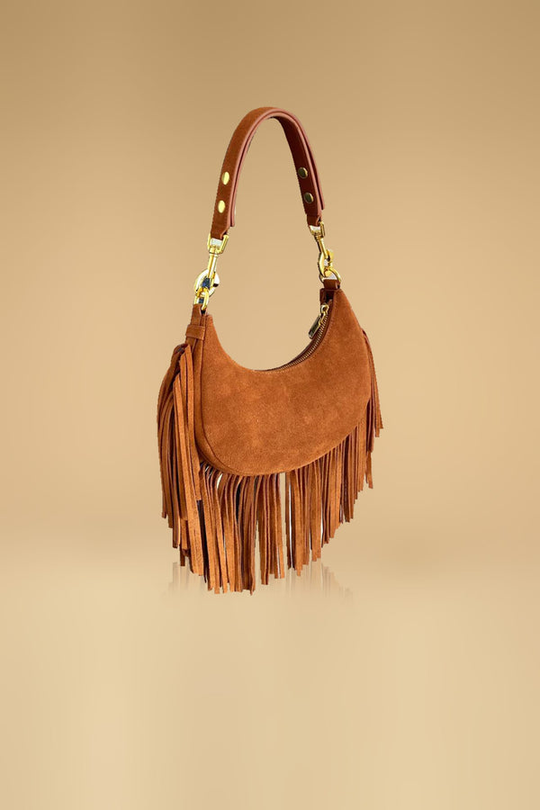 Brown Stylish Long Fringe Handbag