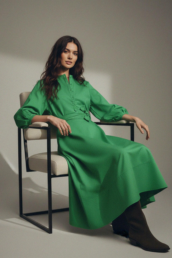 Long Sleeve Button Down Midi Shirt Dress