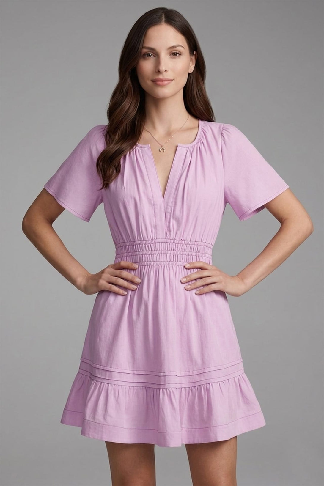 S Candy Pink Flowy Mini Dress with Smocked Waist – Travel Friendly Dress