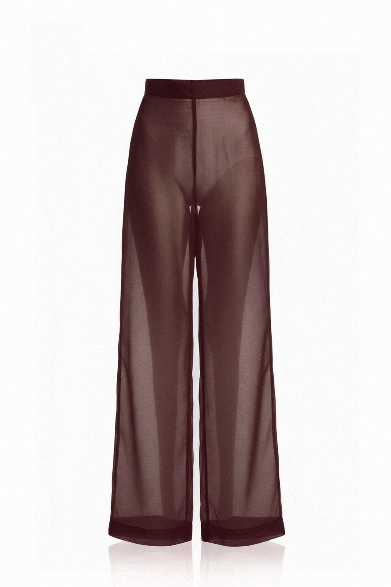 Espresso Sheer Chiffon Wide Leg Trousers | High Waist Layering