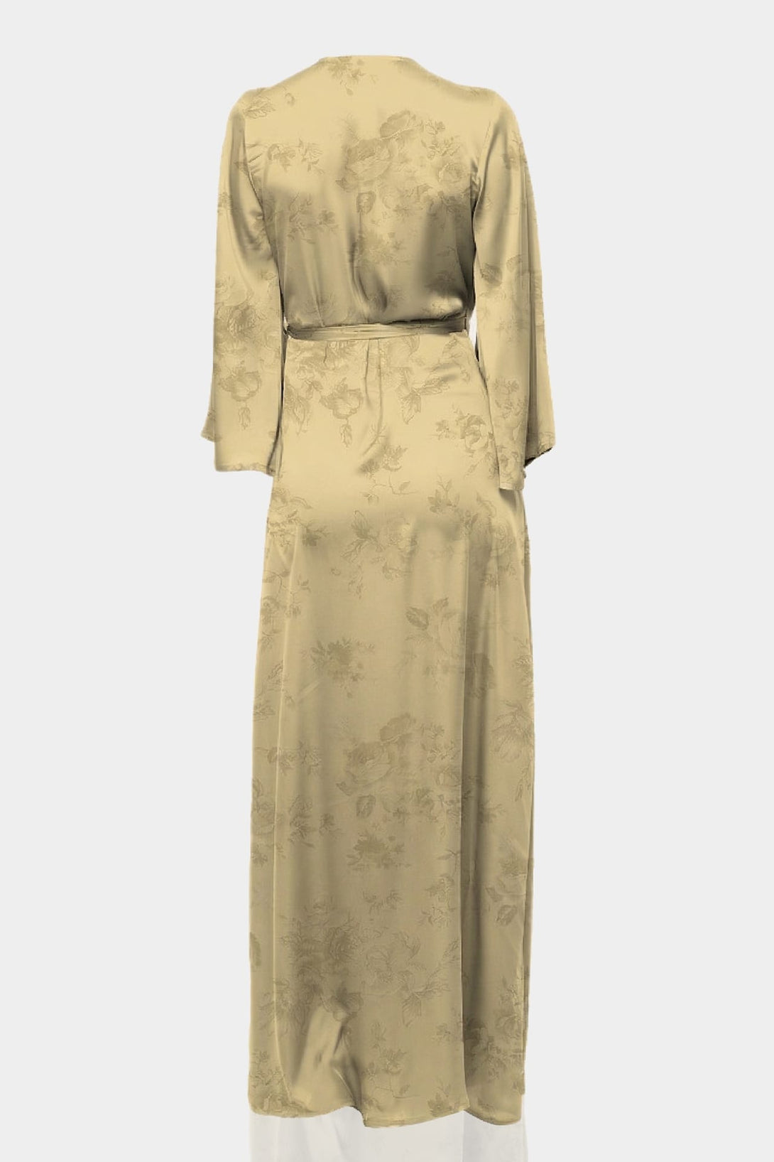 champagne satin flower maxi dress Champagne Floral Satin One Shoulder Sleeveless Sheath Maxi Dress