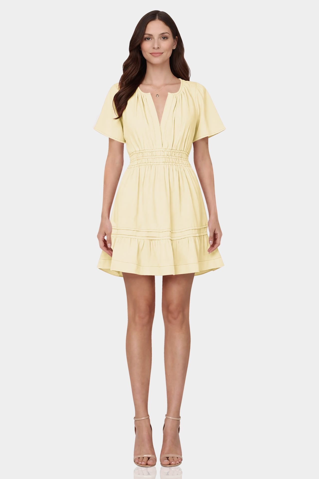 fit and flare champagne dress Champagne Embroidered Midi Dress - All Dresses