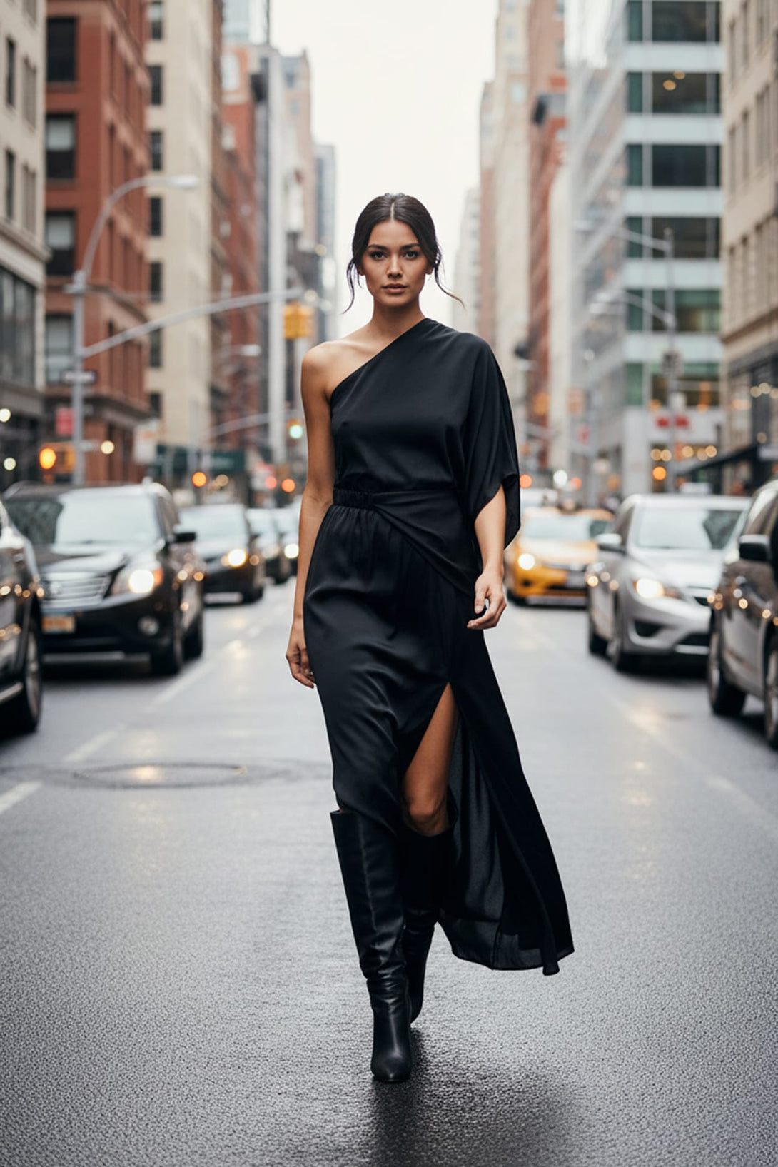 One Shoulder Maxi Dress,
One Sleeve Dress for Women,
Elegant One Sleeve Dress,
N ea Pari,