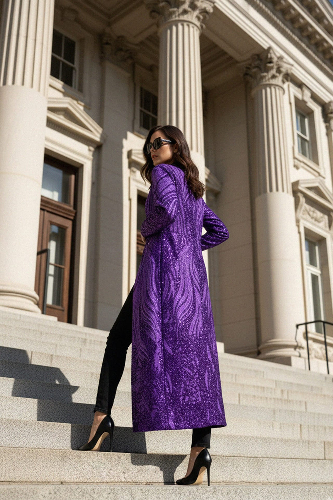 Luxe statement outerwear, Designer long coat for events, Couture Coat, Shahida,