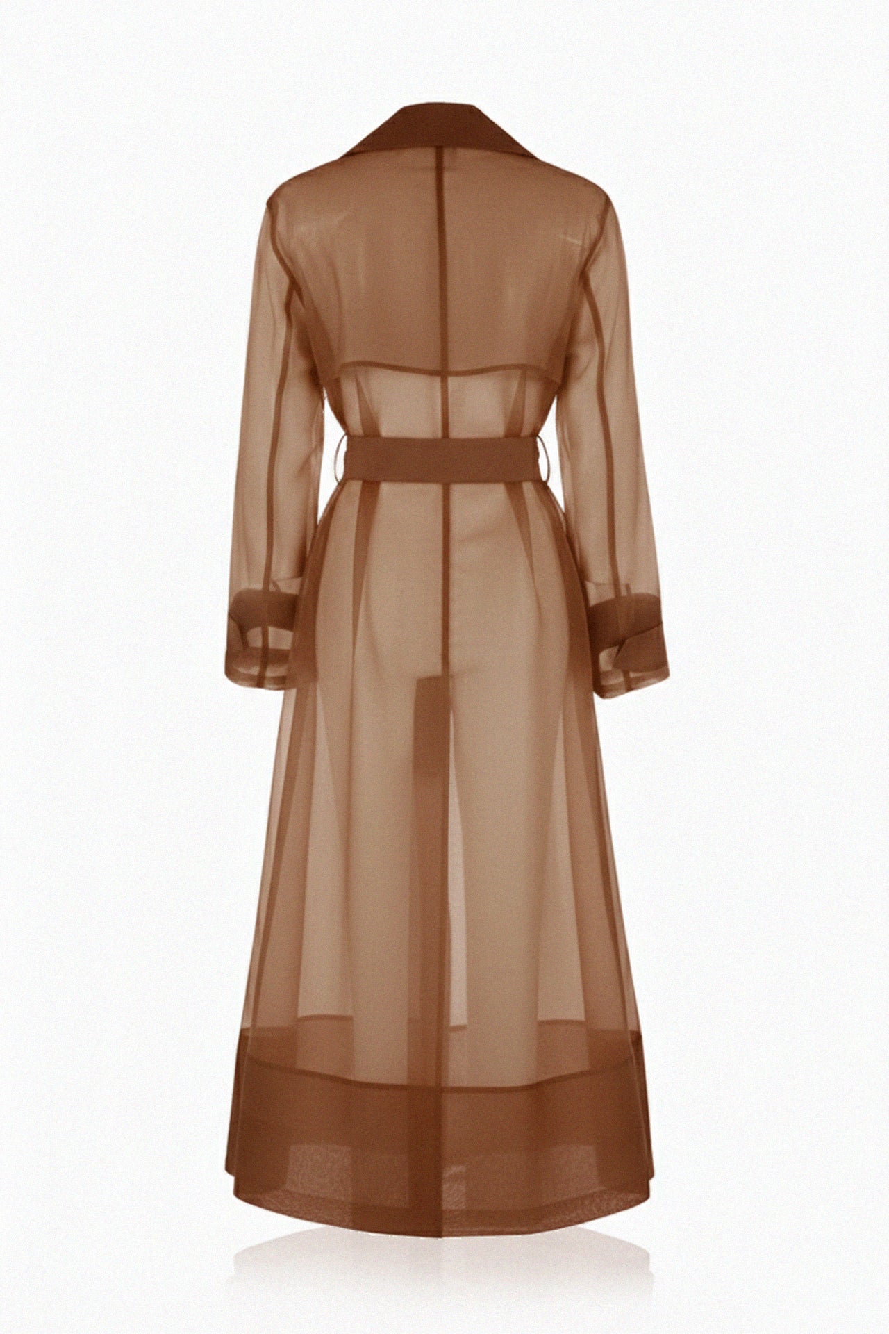 Brown Sheer Silk Organza Trench Coat – Lightweight Wedding