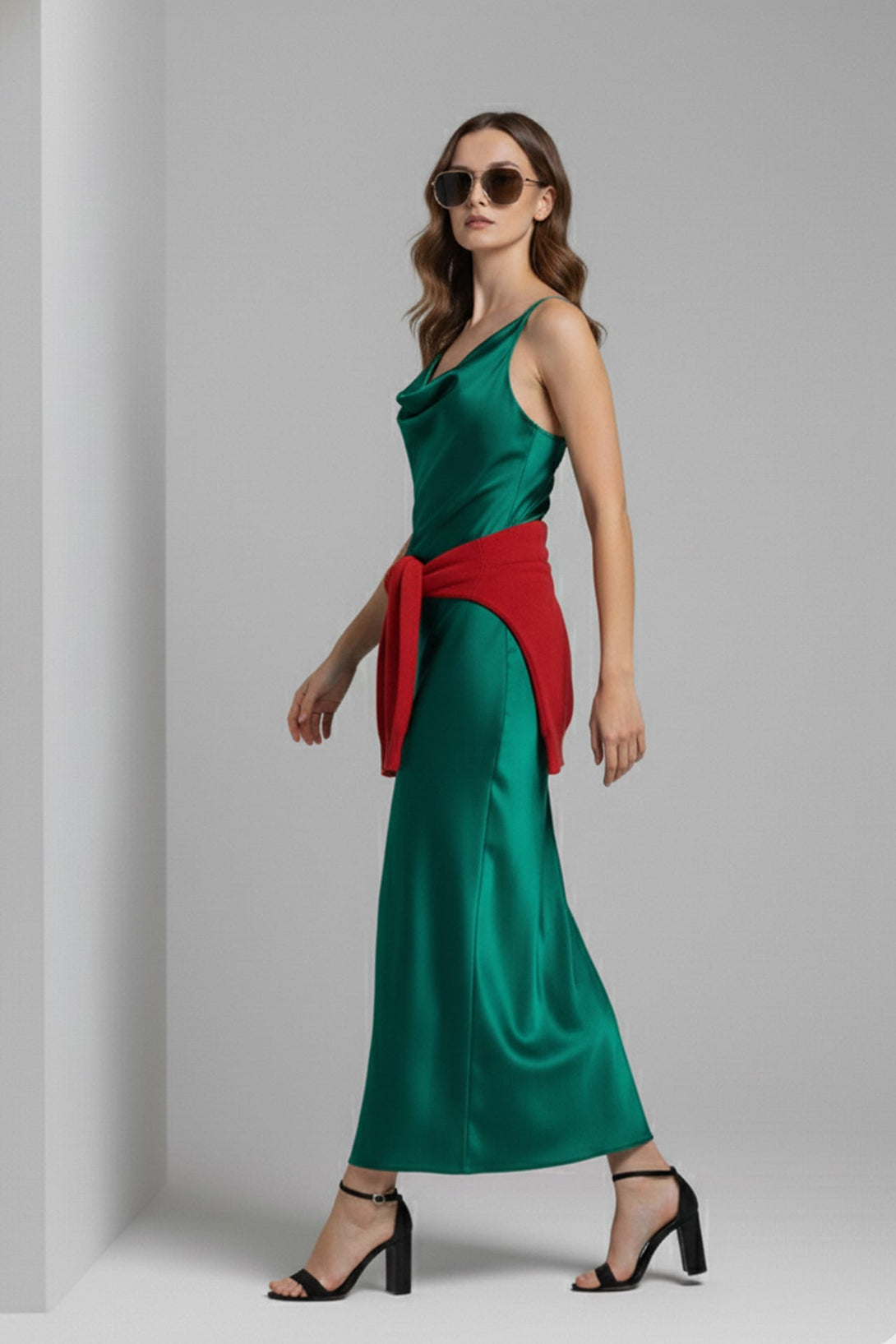 Cowl Neck Crisscross Open Back Dress for Cocktail Parties - Shahida L Cowl Neck Crisscross Open Back Dress for Cocktail Parties - Shahida L