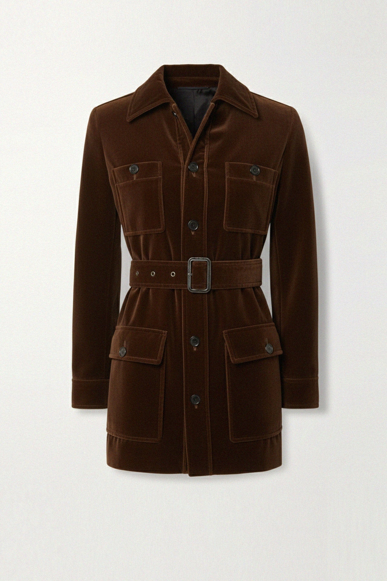 Stylish Brown Velvet Belted Winter Coat | Cozy & Fashionable - Shahida ...