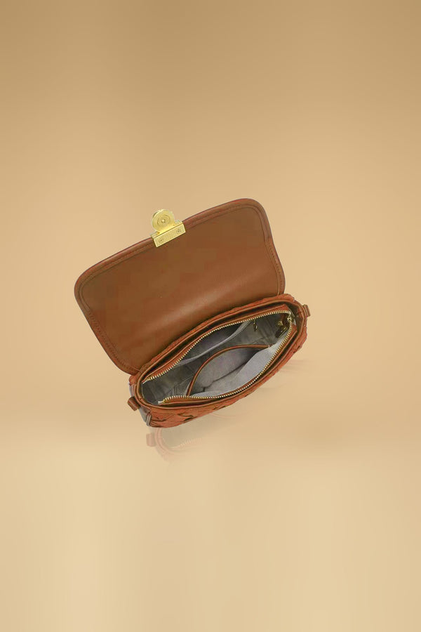Brown Handbag With Golden Buckle Embellishment
