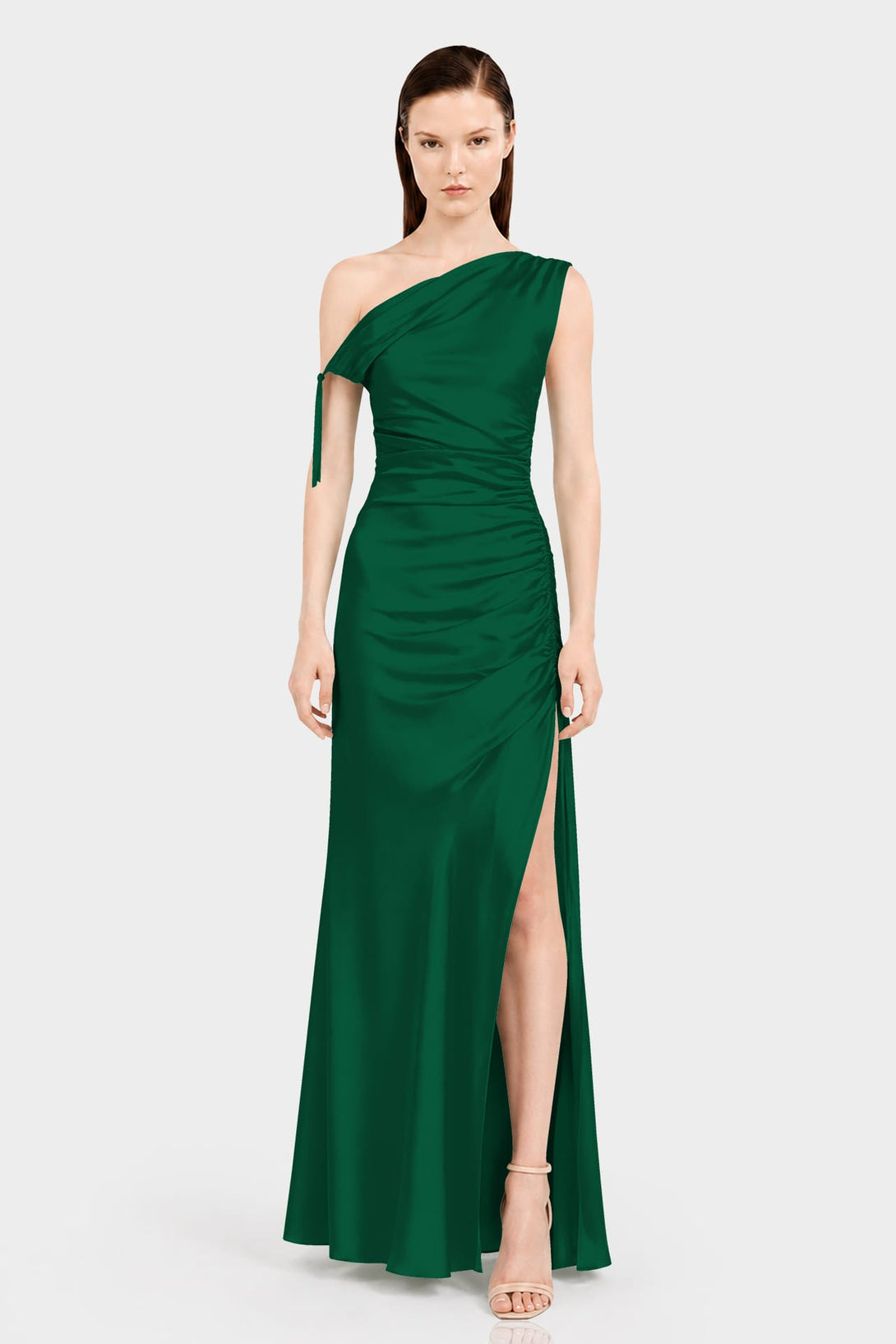 dark green bridesmaid dresses satin S Gathered Stretch Maxi Dress with Adjustable Shoulder Tie Size:Size 5-6 Strapless Sleeves Boho Kaftan Vince Camuto Womens Floral