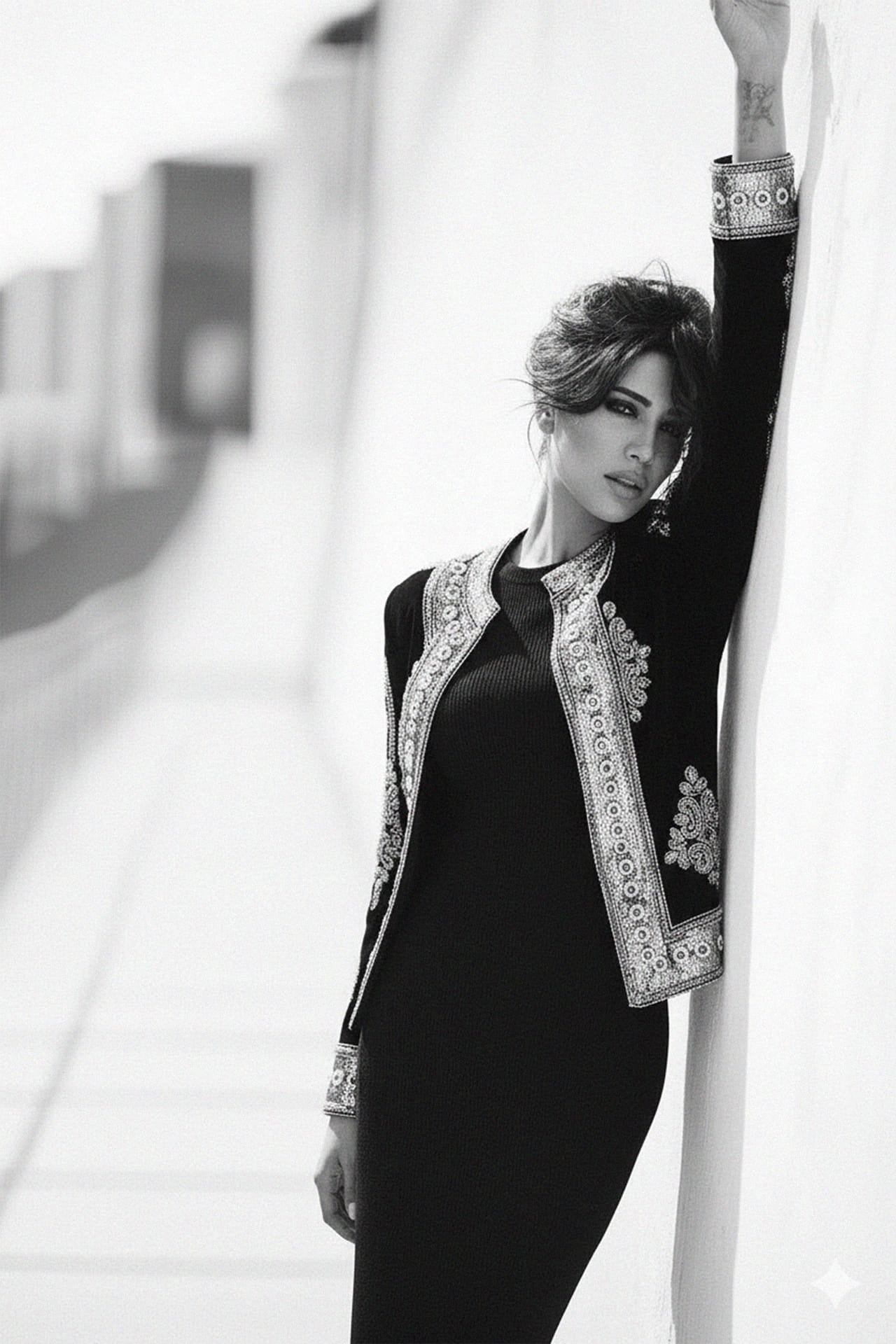 Sequin Embellished Black Velvet Jacket