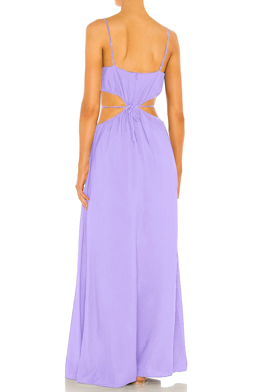 S Light Purple Waist Cut Maxi Dress for Women