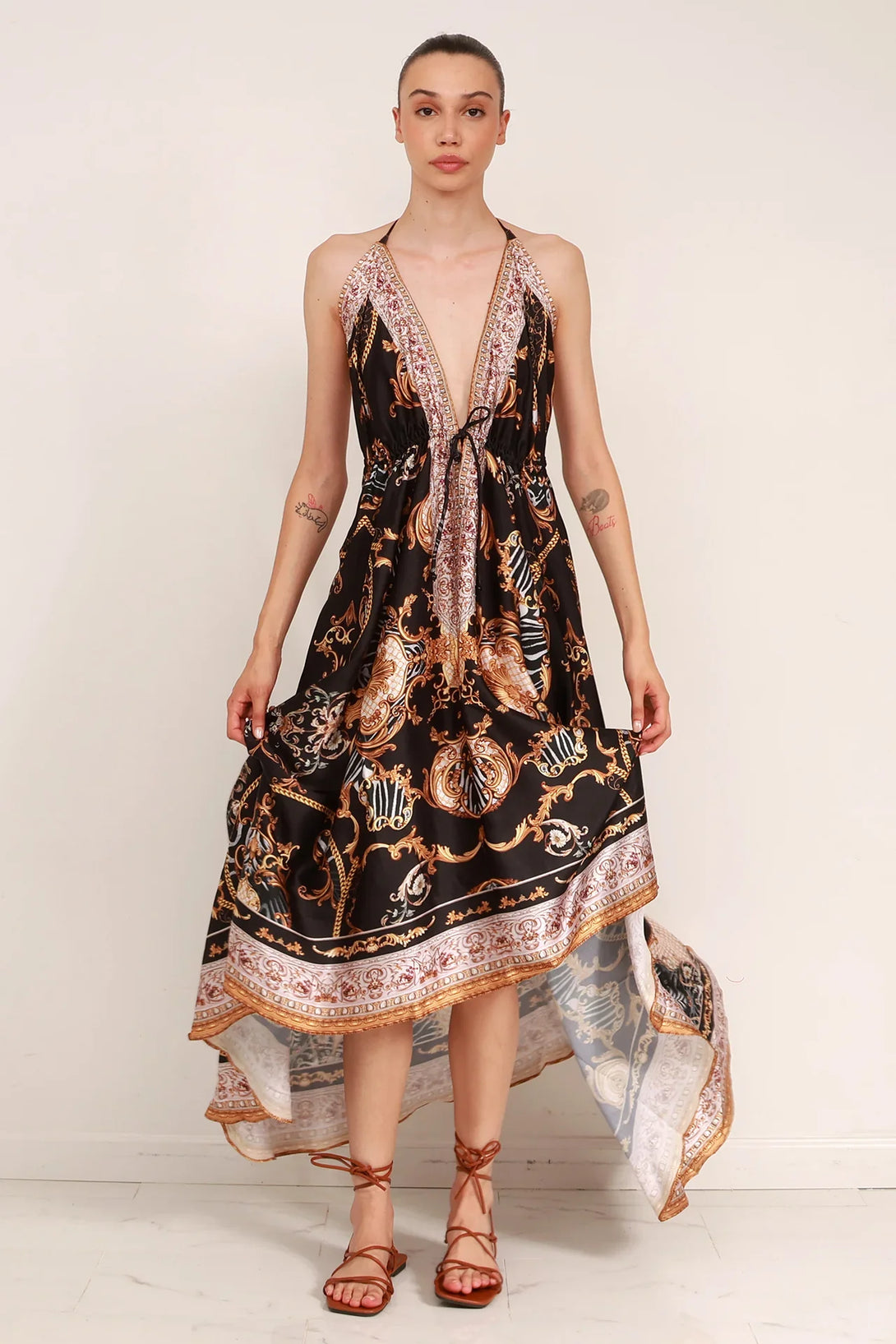 Designer Printed Maxi Dress | Black Maxi Dress - Shahida Parides Designer Printed Maxi Dress | Black Maxi Dress - Shahida Parides