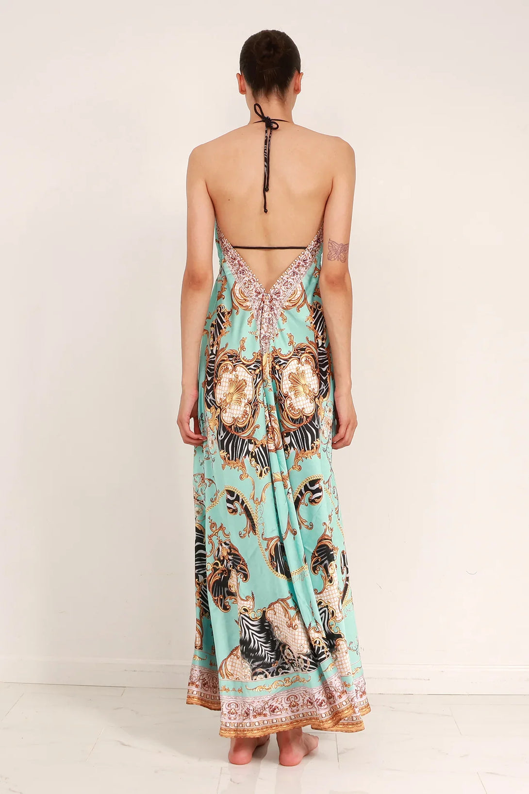 aqua by aqua maxi dress Printed Maxi Dress in Aqua | Floor Length Dress