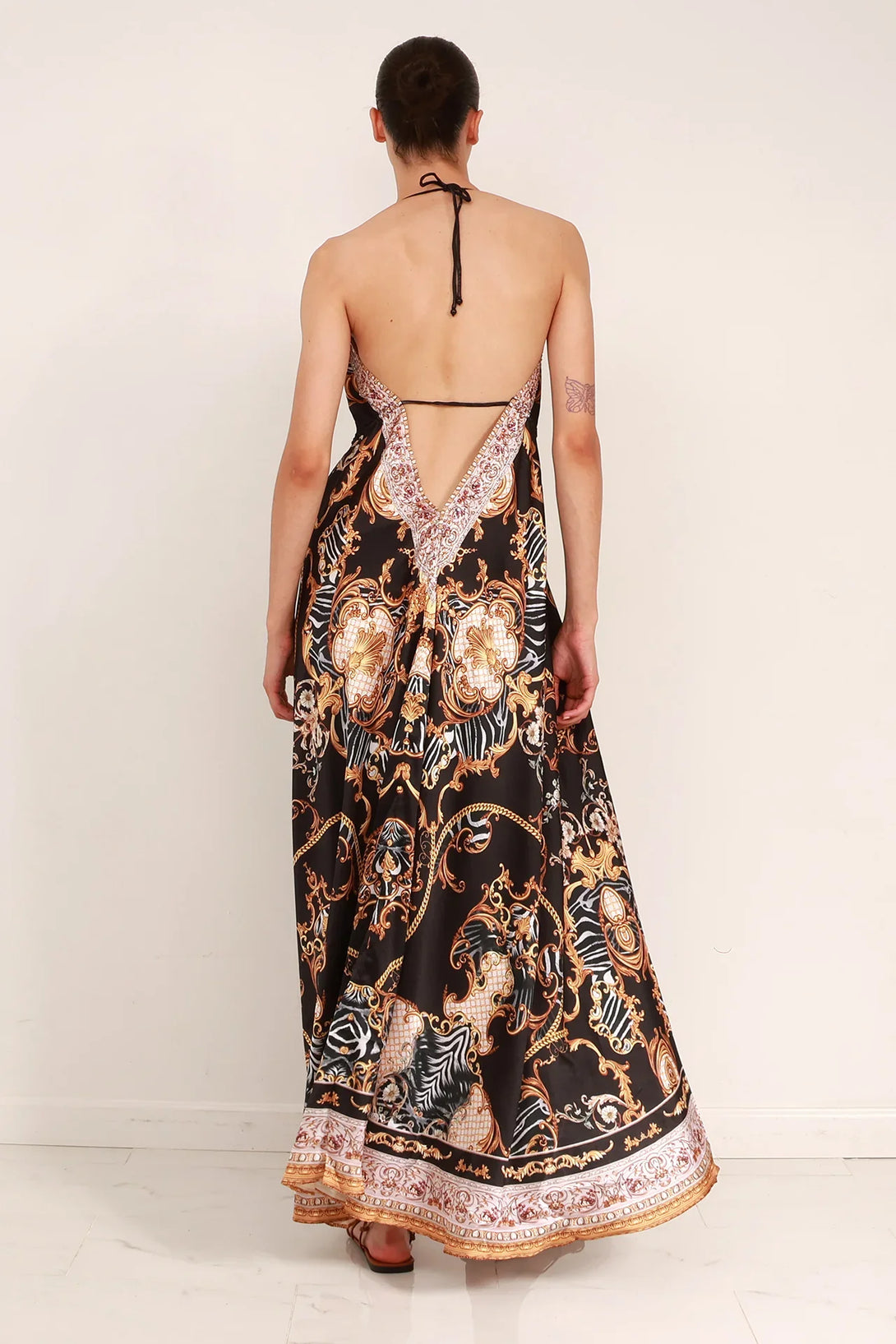 womens summer maxi dresses Designer Printed Maxi Dress | Black Maxi Dress