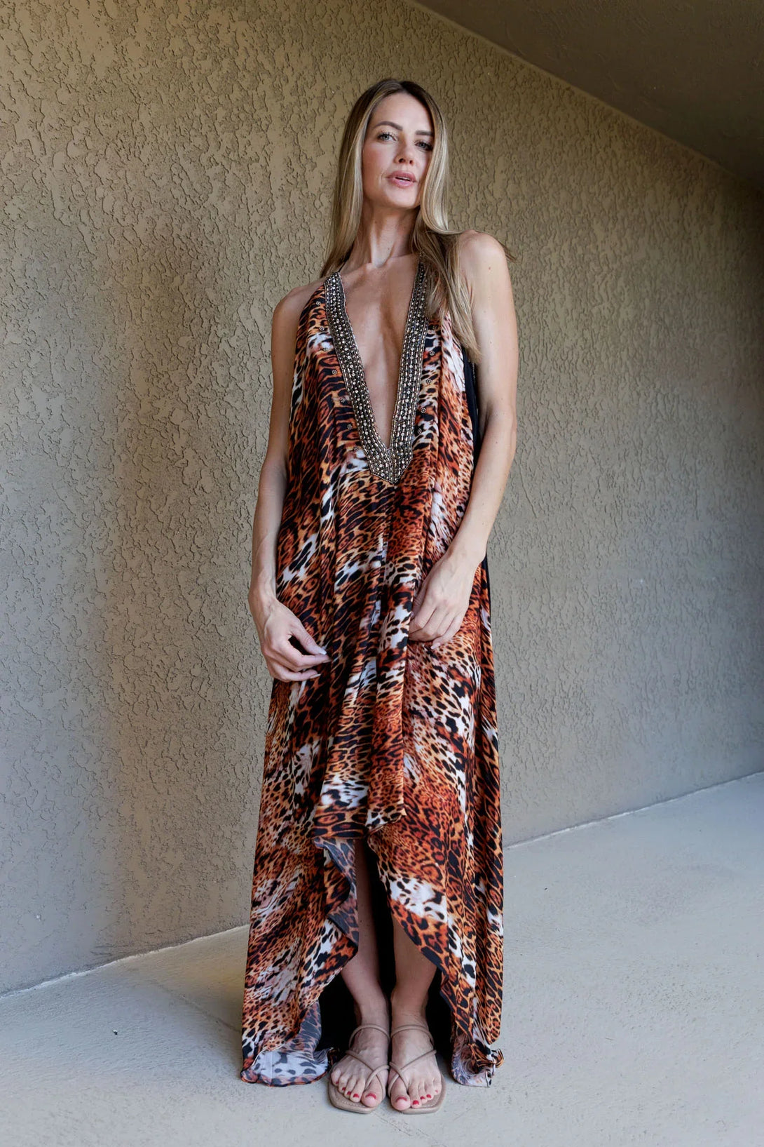 white christmas dresses Savannah Leopard Print Halter Maxi Dress white christmas dresses Savannah Leopard Print Halter Maxi Dress