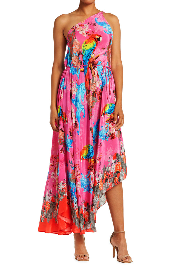Tropical Bird Print Maxi Dress for Women