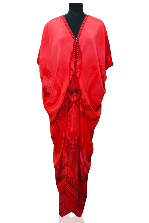 Designer Ruched Drape Gown in Red