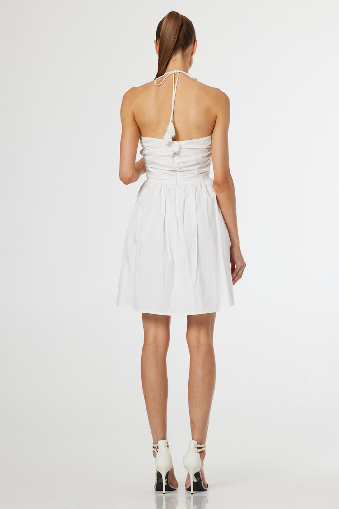 white designer mini dress Here Comes the Sun Ruffled Mini Dress