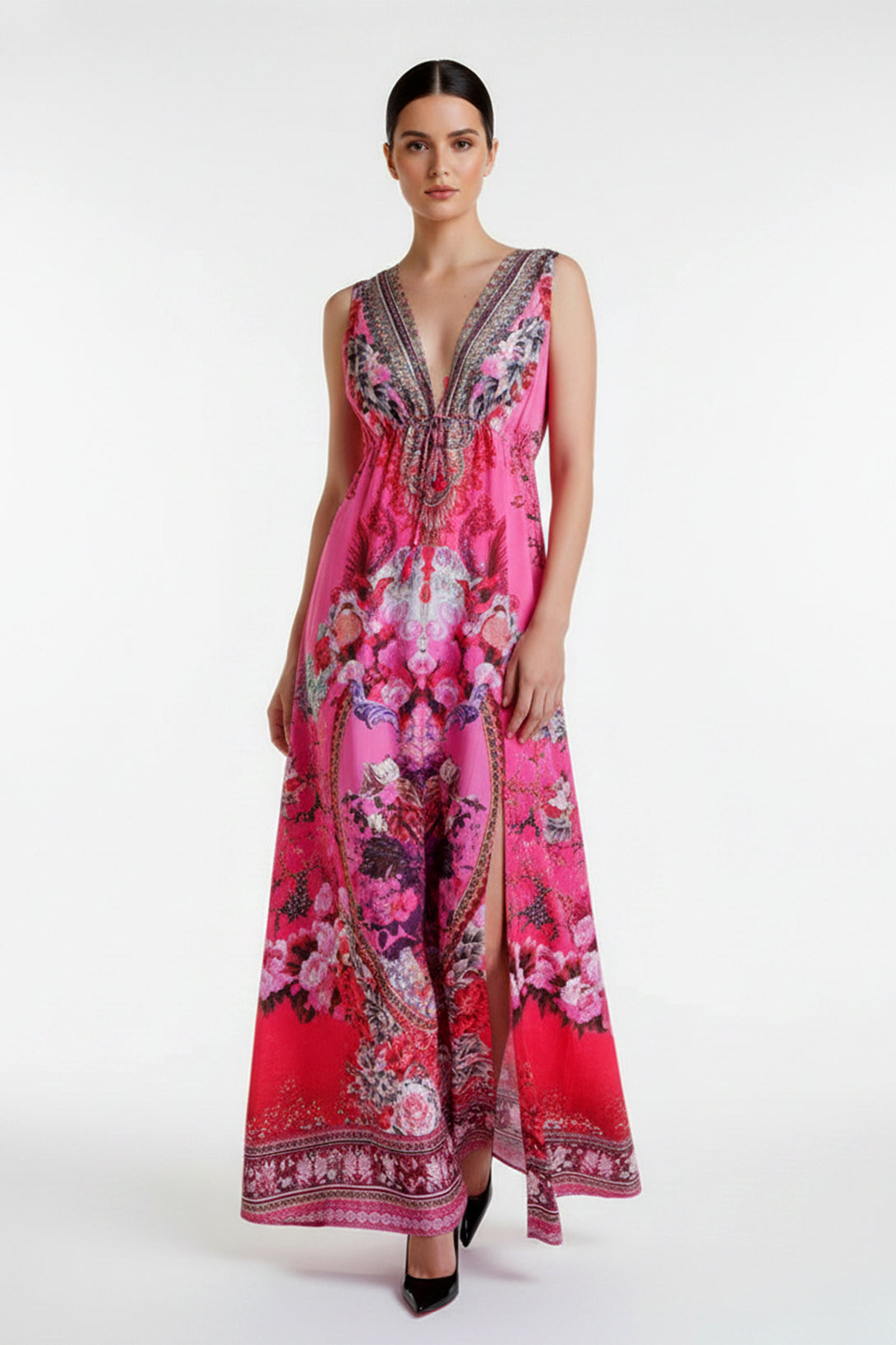 Designer Maxi Dress for Women | Plunging V Neckline | Shahida Parides Small