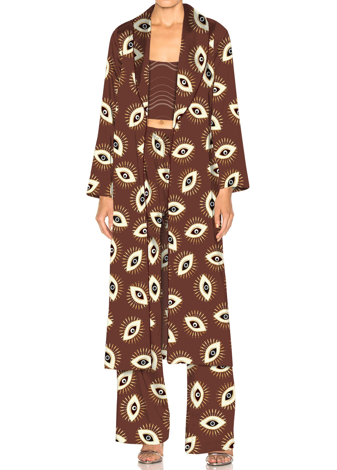 evil eye robe, shahida loungewear, women’s pyjama set, spiritual print wear, luxury lounge set