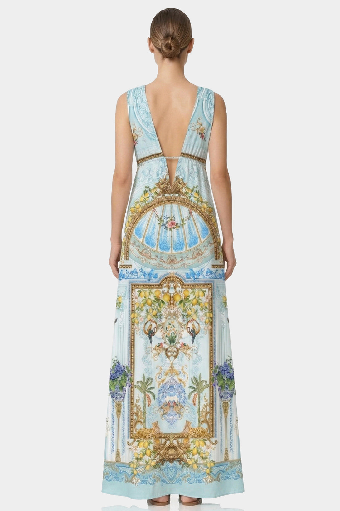Designer Deep Plunge V Neck Dress