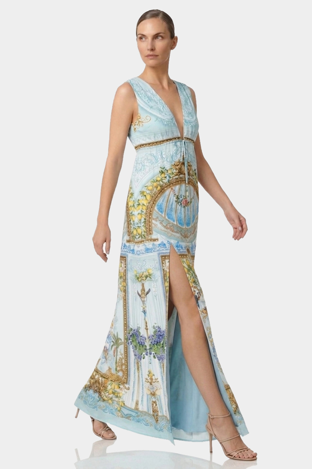 S Santorini Mint Deep Neckline Dress