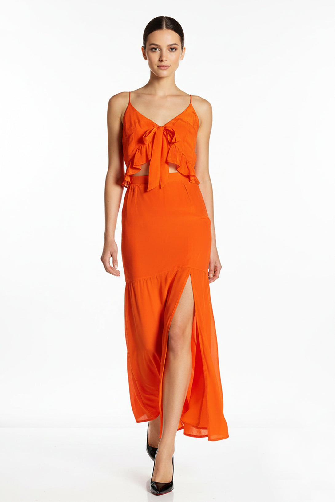 Medium-Large Long Orange Floor Length Dress