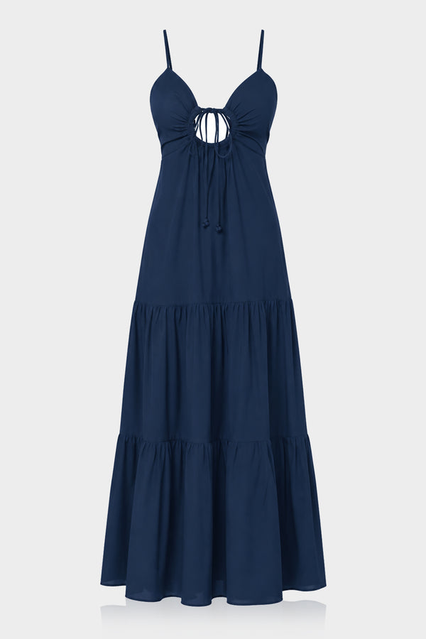 navy blue sun dresses S Midnight Luxury 3D Floral Tiered midi Dress for Women – Resort Evening Wear How do I choose and vacations Collar Size:19 three-quarter-sleeve