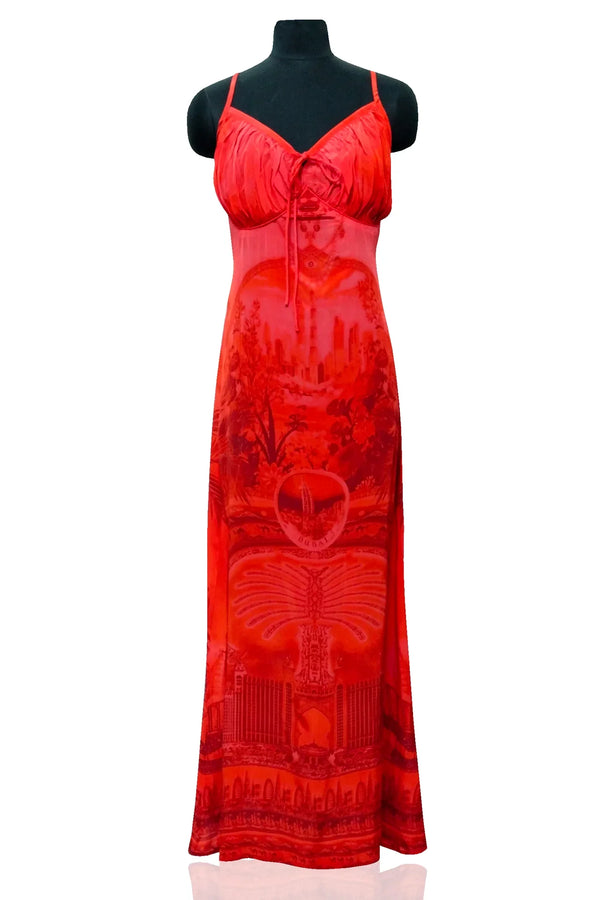 Red Fit & Flare Long Dress