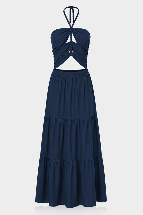 navy designer dress Midnight Midi and gathered accents that C072525 18 of the Best Size:4-6