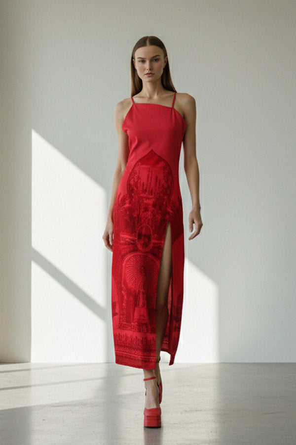 Long Summer Maxi Dress in Red