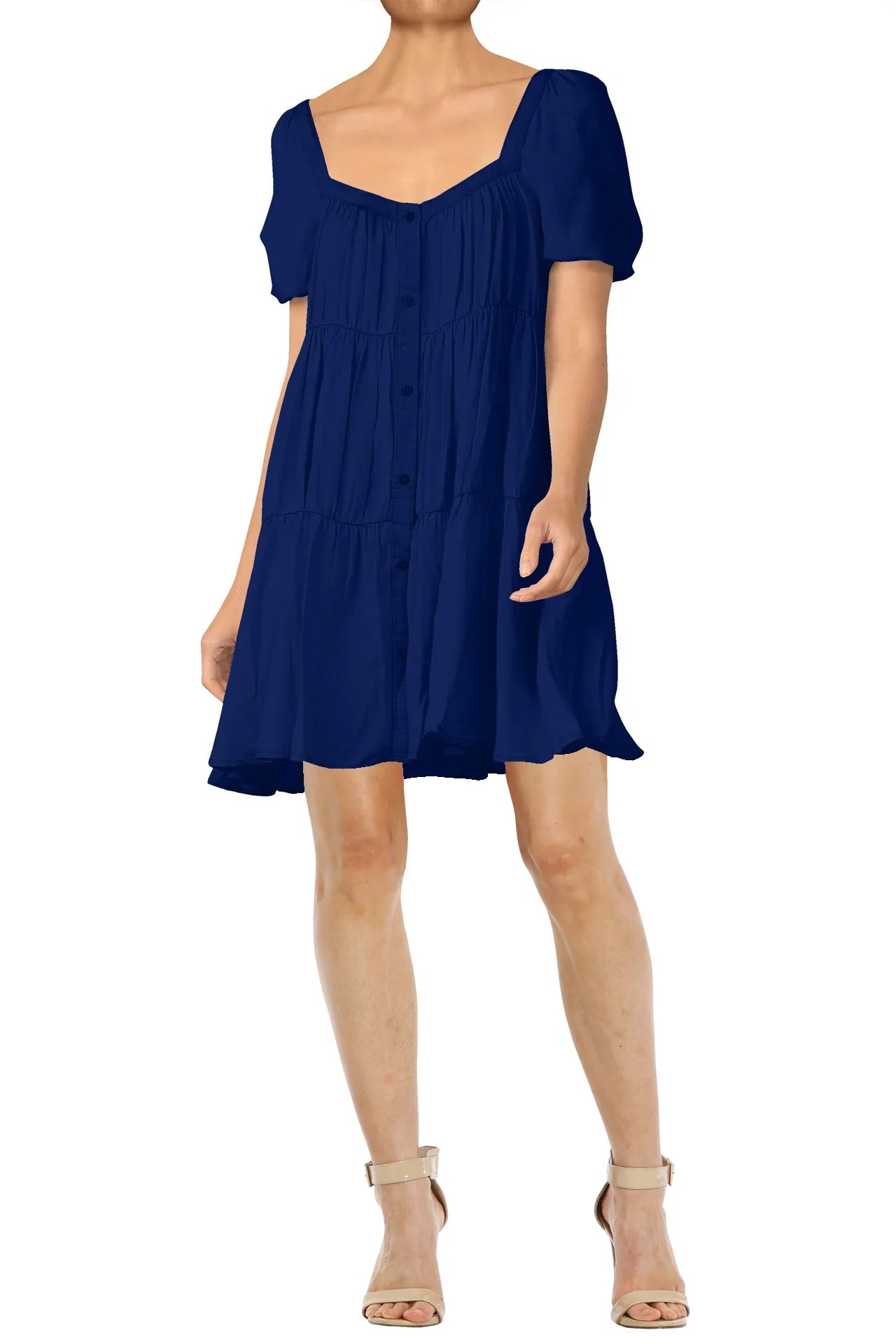Half Sleeve Short Dress in Solid Navy Blue – Shahida Parides