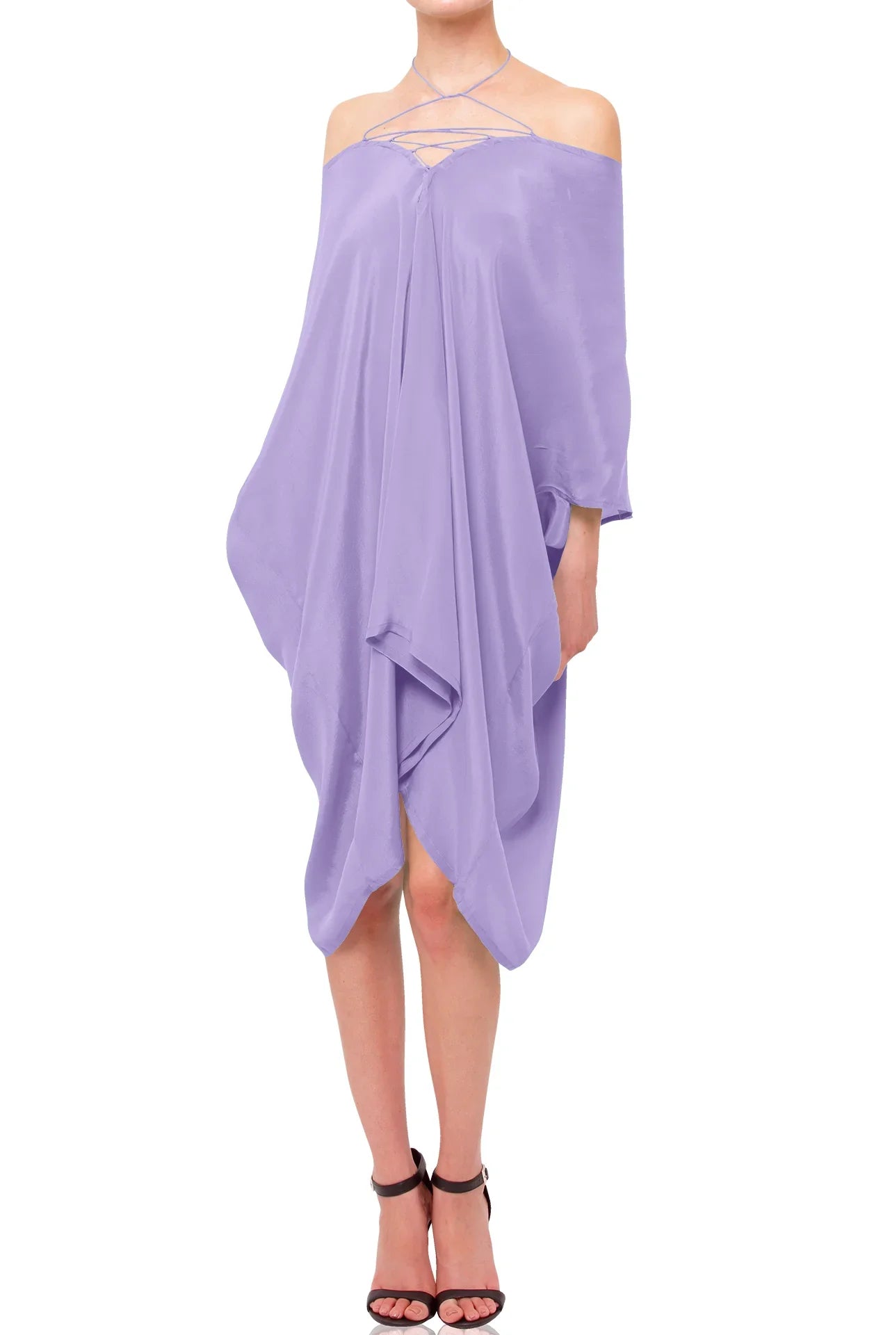 Aqua Silk Sleeveless Kaftan Dress – Summer Mini Dress XL (14 US