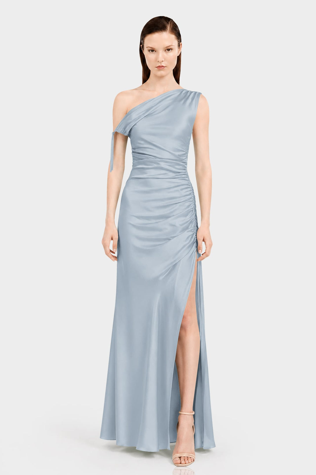 dusty blue evening dress Stretch Satin Resort Gown – Shahida Parides <strong>STEP 2:</strong> Additional Insurance:$5000 Total (+$150.00) Miu Miu Black Long Floor length hem Pockets Gerua By Libas