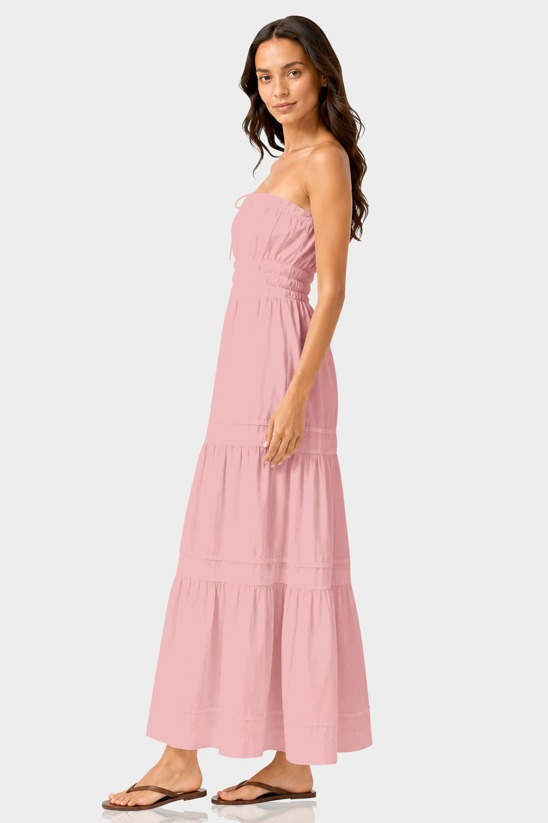 dusty rose maxi dress BABARONI BABARONI Chiffon Dusty Rose Bridesmaid Dresses Plunging V-Neck Floor-length Long Sleeve with Slit A-line, Dusty Rose / US18