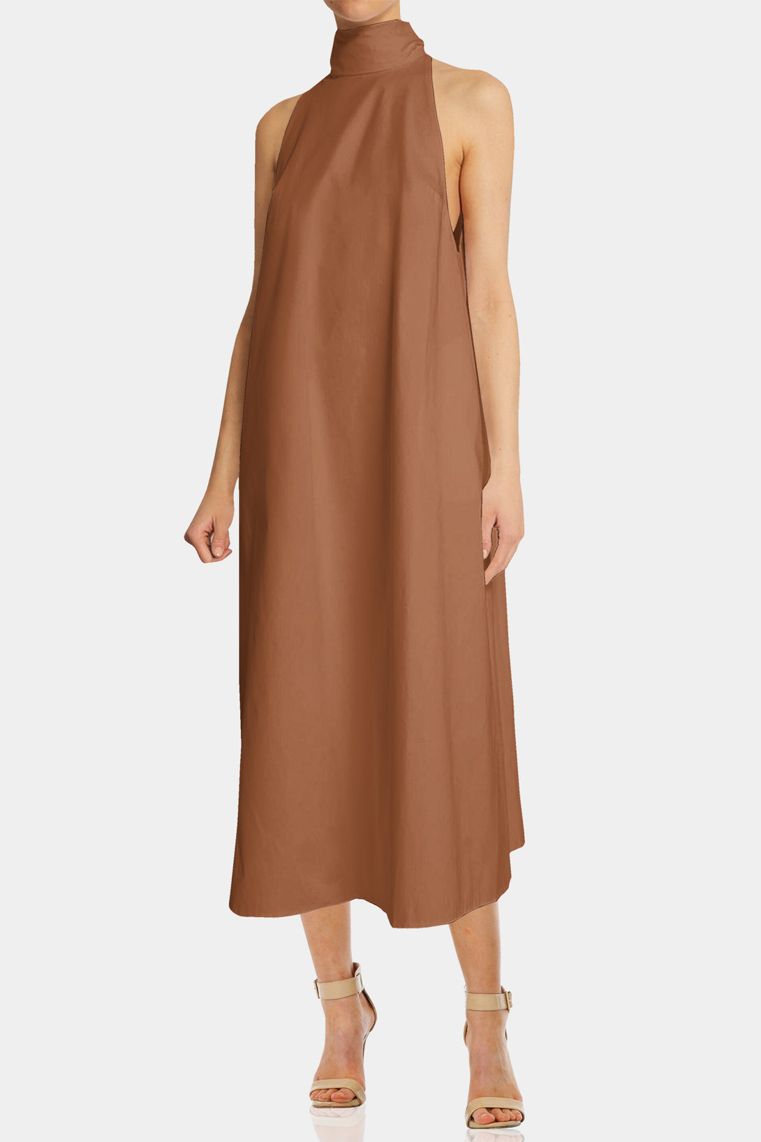 Light Pink High Neck Elegant Midi Dress - Designer Midi Dress for Women Large Light Pink High Neck Elegant Midi Dress - Designer Midi Dress for Women Large
