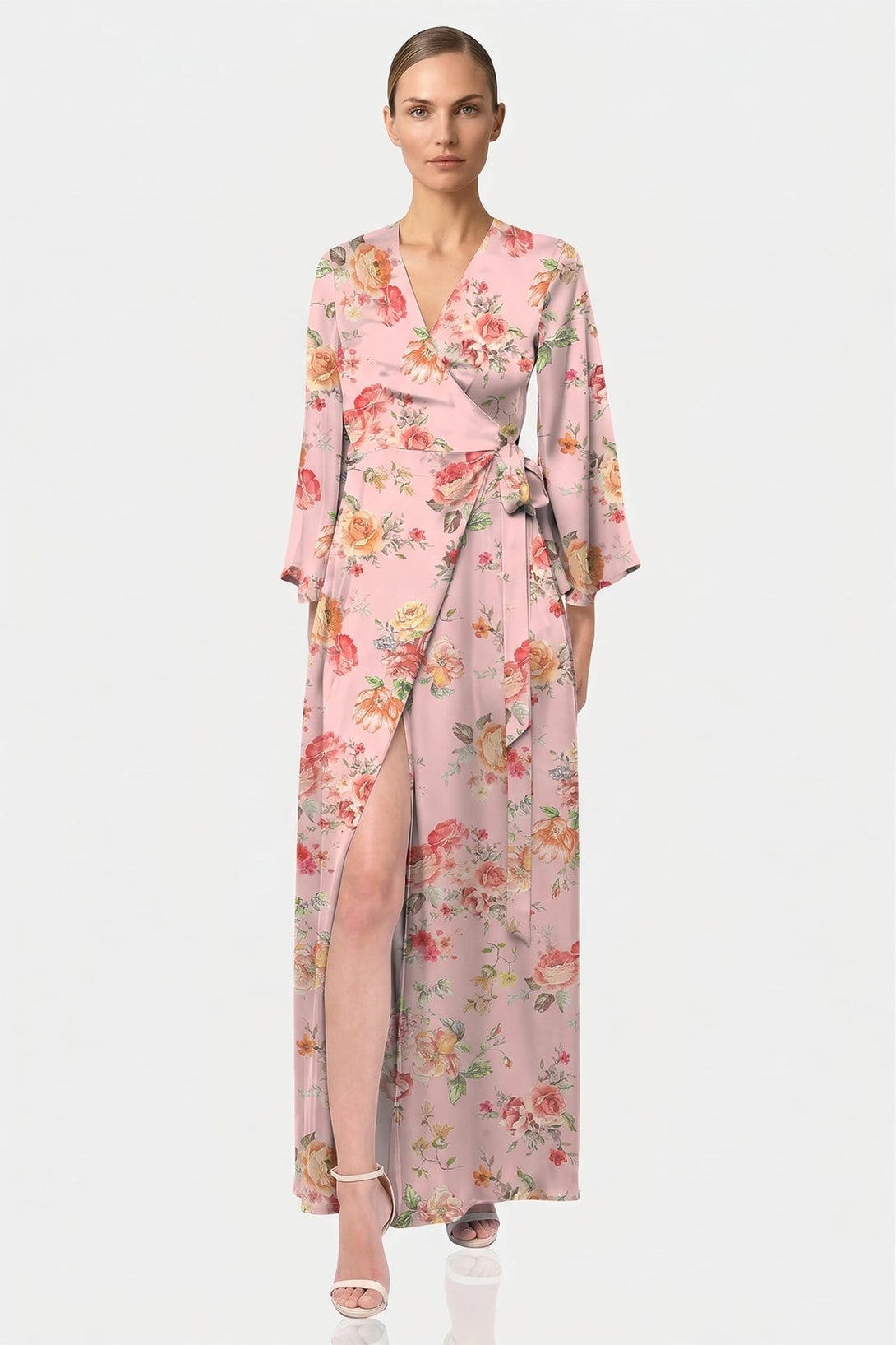 pink garden party dress Pink Floral Wrap Maxi Dress